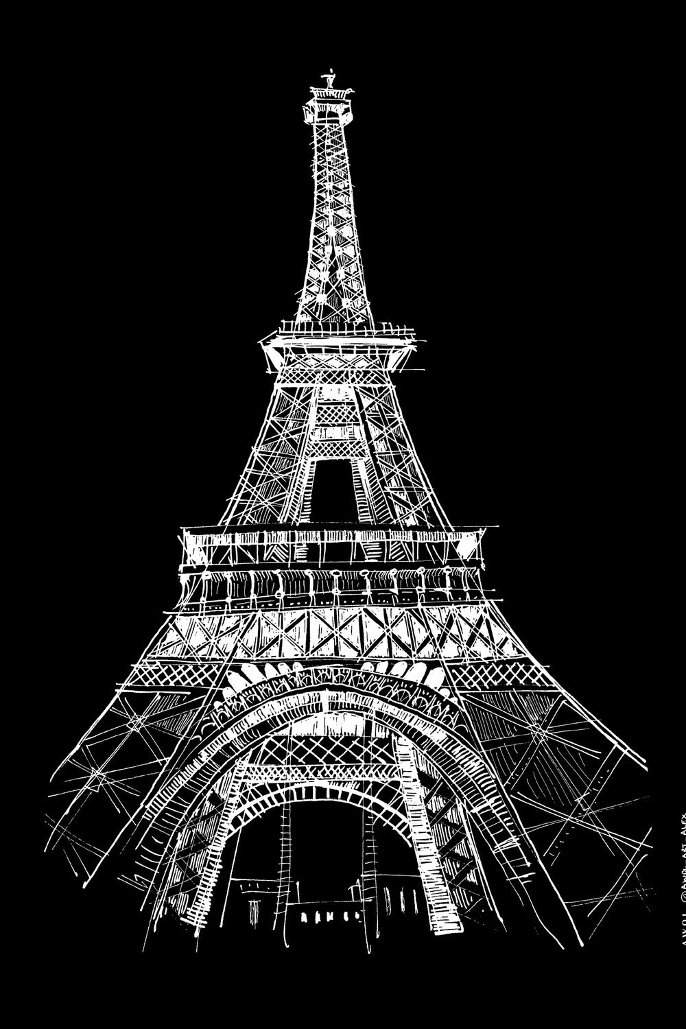 Eiffel Tower Sketch-by-Alex Nereuta-wall-art-print-canvas-poster-framed-Gioia