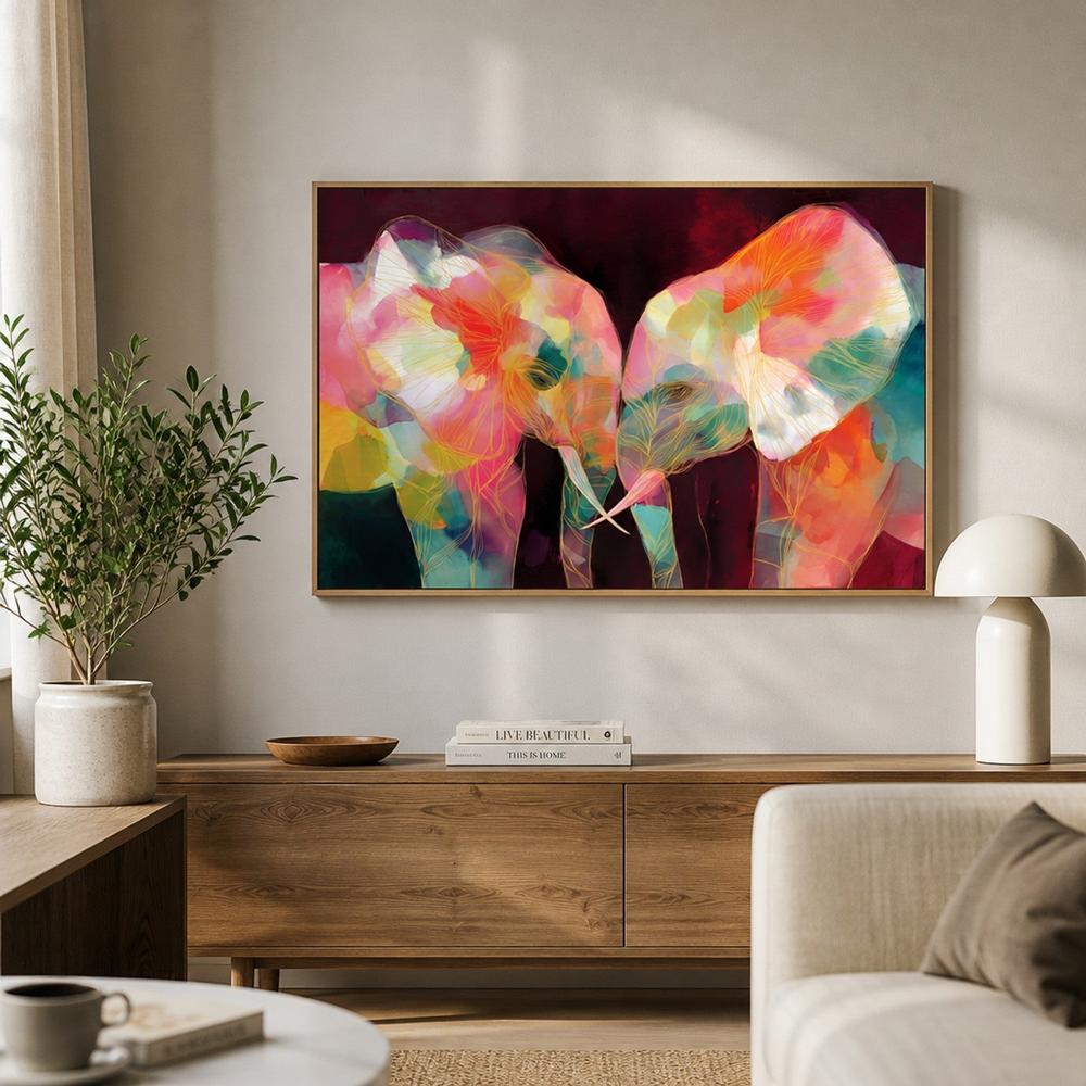 Elephant Mother and Calf-by-Chromatic Storm Studio-wall-art-print-canvas-poster-framed-Gioia