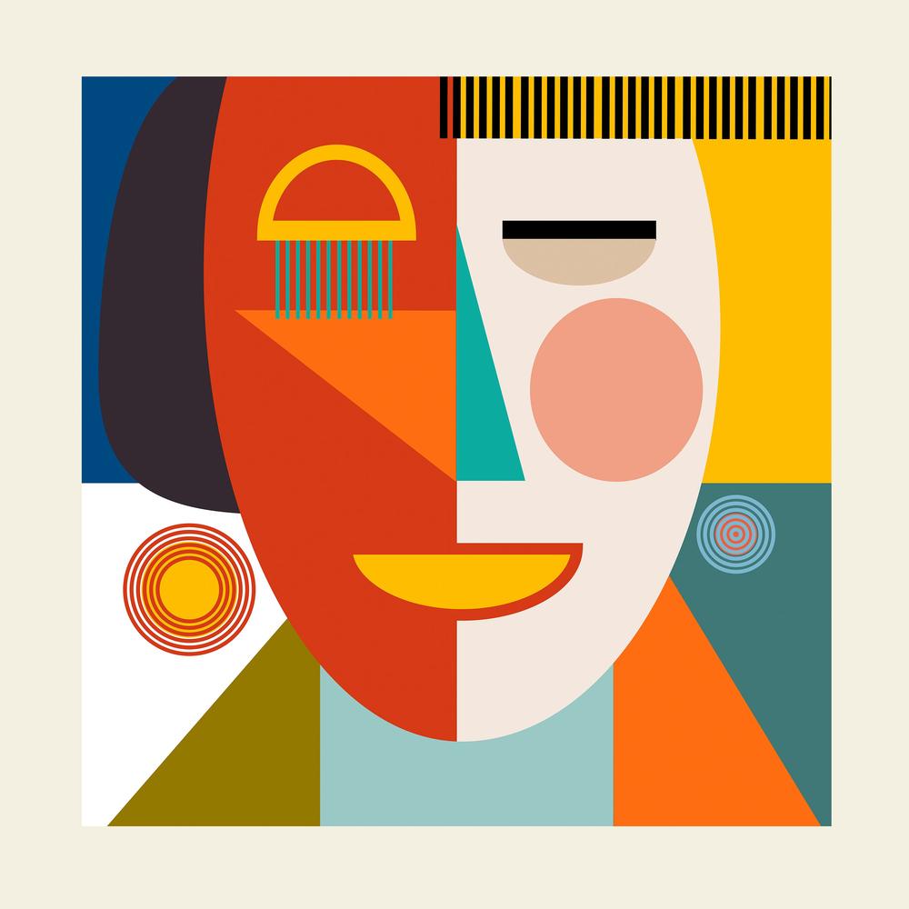 Faces Stripes Minimal Kopie-by-Ana Rut Bre-wall-art-print-canvas-poster-framed-Gioia