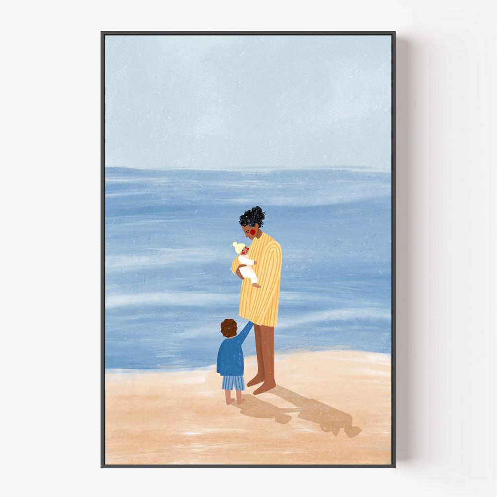 Family Beach Day-by-Bea Muller-wall-art-print-canvas-poster-framed-Gioia