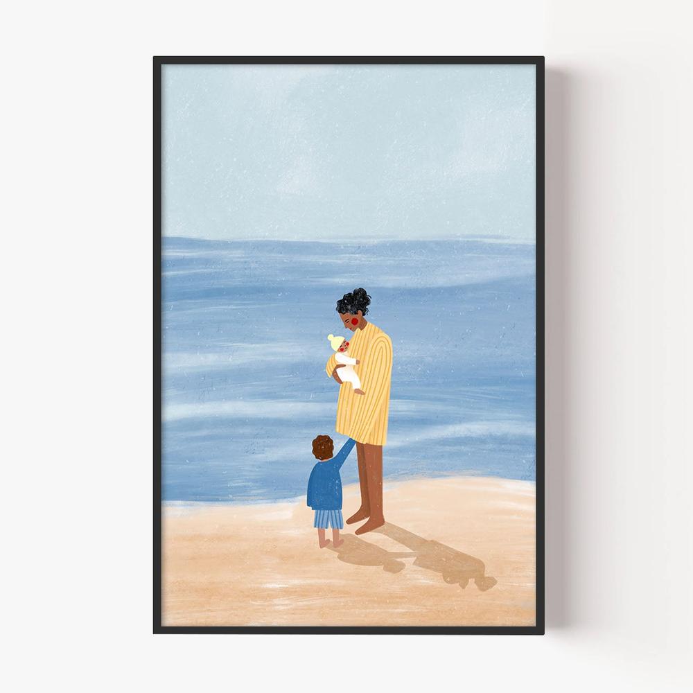 Family Beach Day-by-Bea Muller-wall-art-print-canvas-poster-framed-Gioia