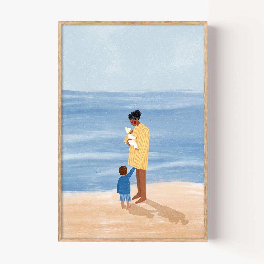 Family Beach Day-by-Bea Muller-wall-art-print-canvas-poster-framed-Gioia