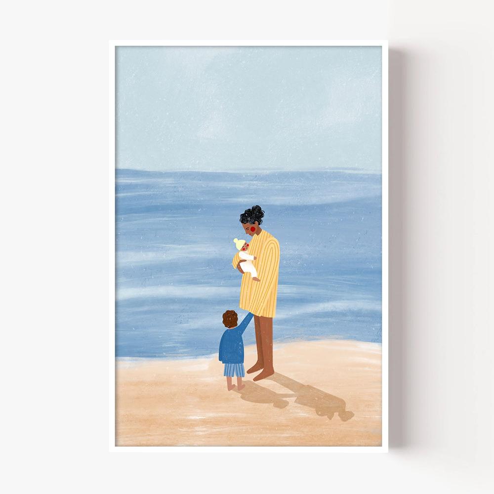 Family Beach Day-by-Bea Muller-wall-art-print-canvas-poster-framed-Gioia