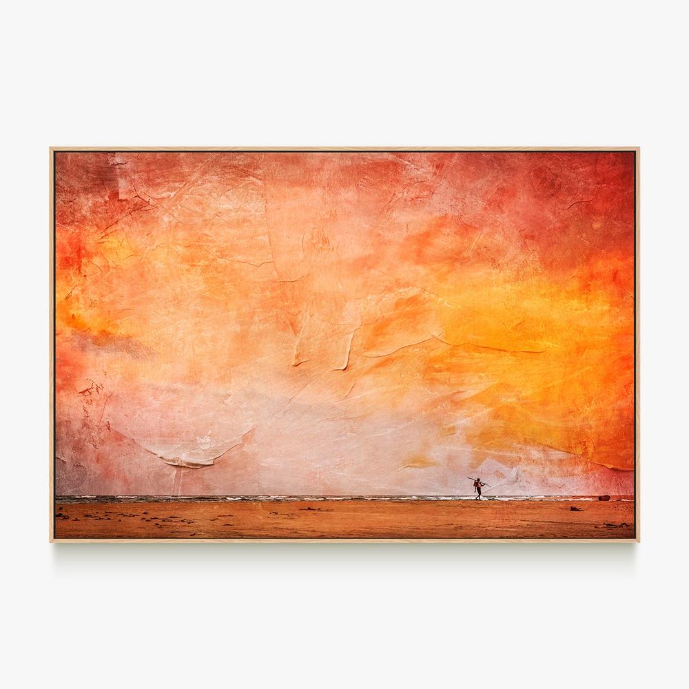 Fisherman Walking Home against a Painted Sunset Sky (Roving)-by-Andrew Paranavitana-wall-art-print-canvas-poster-framed-Gioia