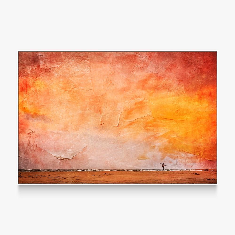 Fisherman Walking Home against a Painted Sunset Sky (Roving)-by-Andrew Paranavitana-wall-art-print-canvas-poster-framed-Gioia