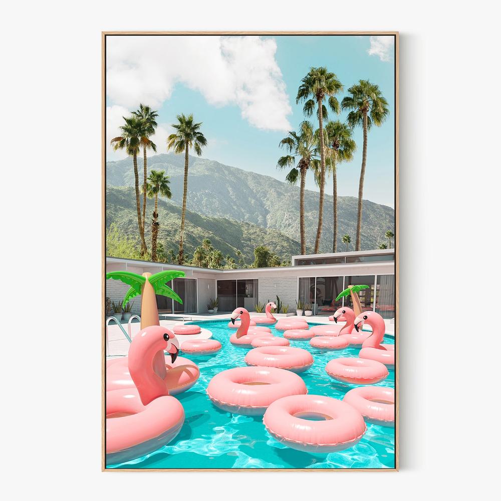 Flamingo Pool Party-by-Gal Pittel-wall-art-print-canvas-poster-framed-Gioia