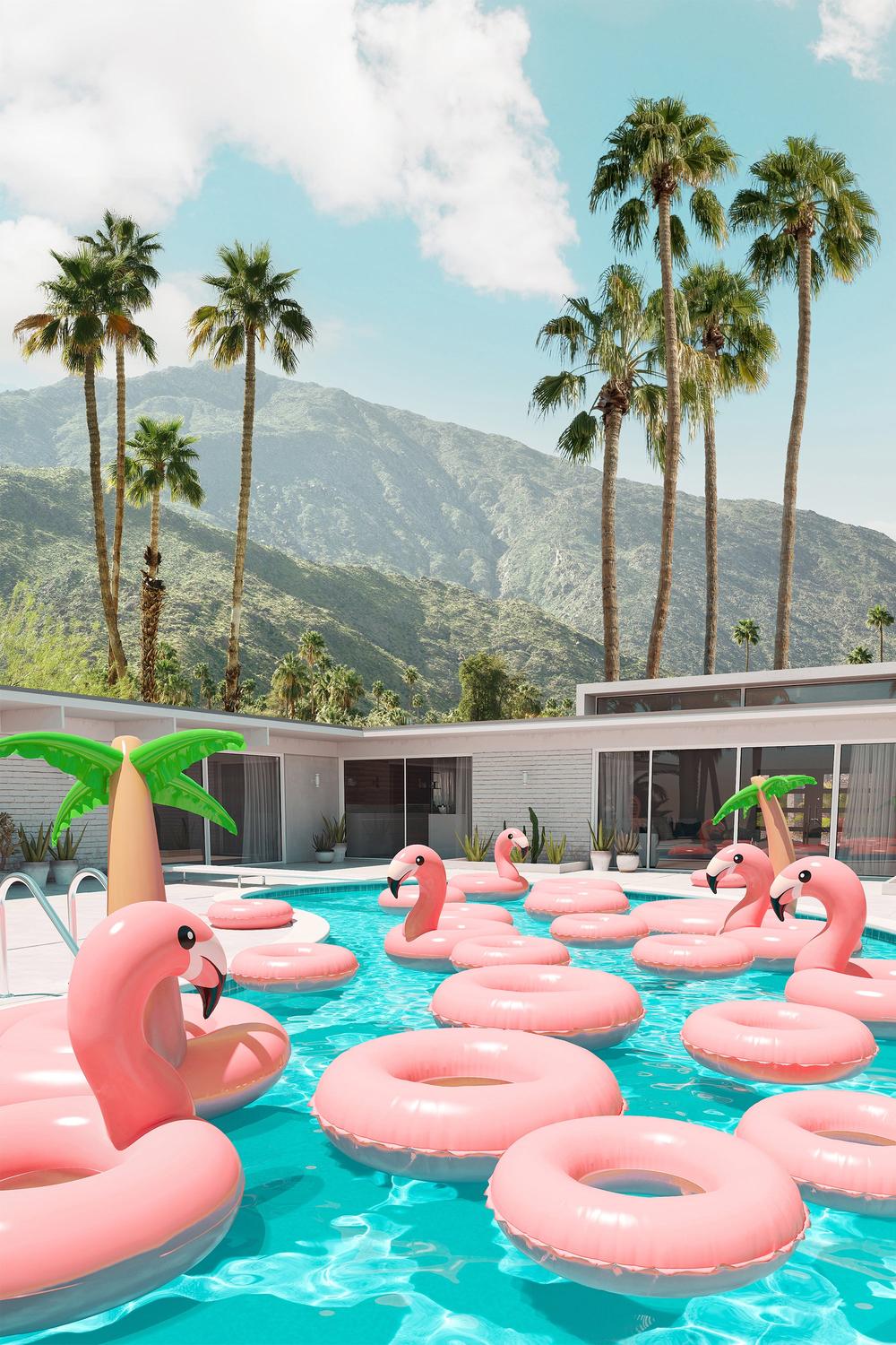 Flamingo Pool Party-by-Gal Pittel-wall-art-print-canvas-poster-framed-Gioia