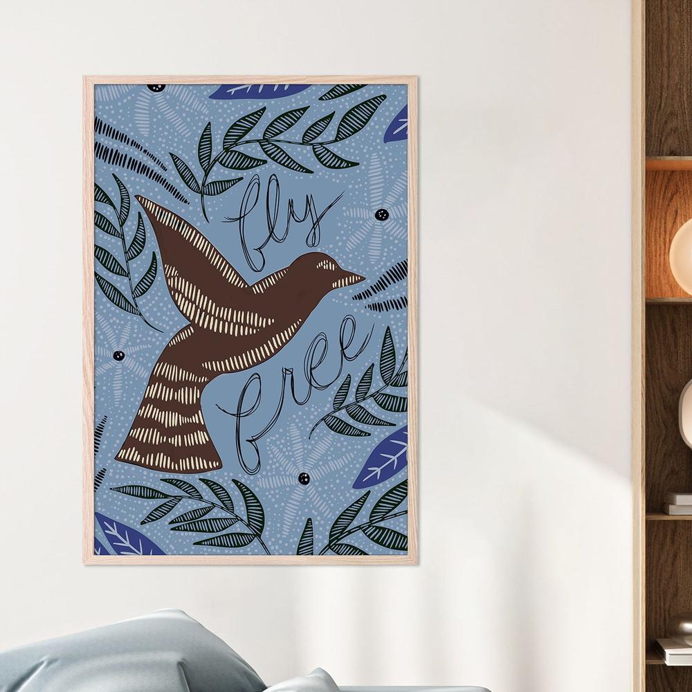 Fly Free, Blue Tone-by-Emily Wood-wall-art-print-canvas-poster-framed-Gioia