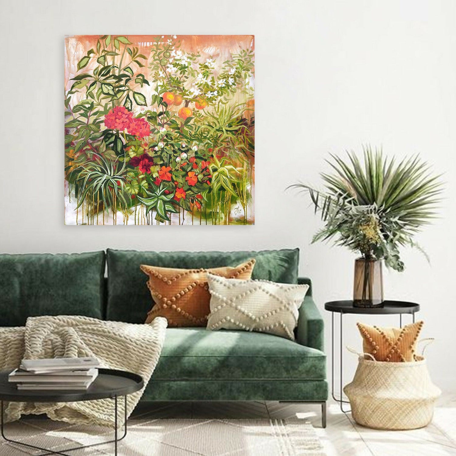 Tropical Garden, Original Hand-Painted Canvas By Ekaterina Prisich