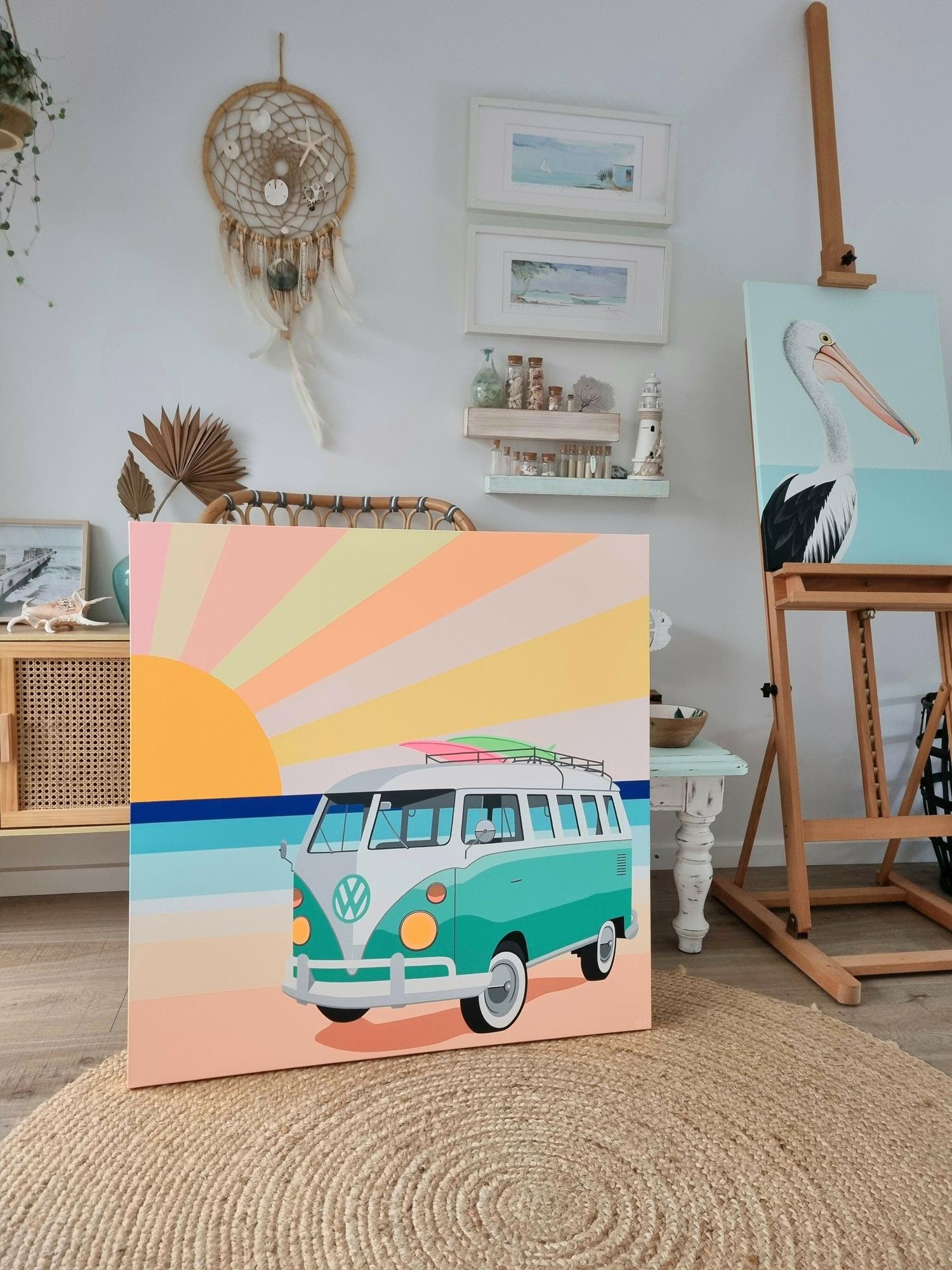 Summer Cruisin' #3, Original Hand-Painted Canvas By Michelle Jirsensky