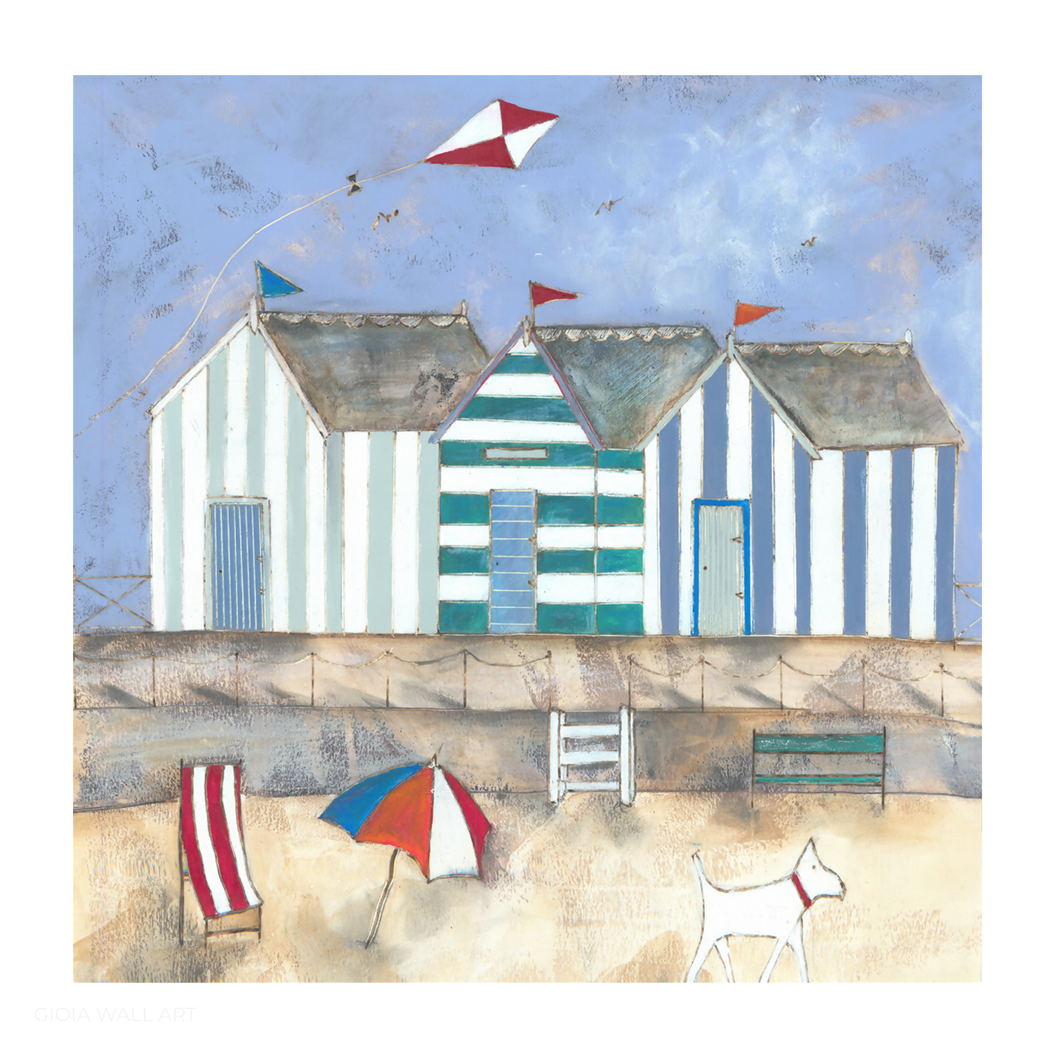 A Gust Of Wind And The Ball Blew Away Mixed Media On Paper 39 X Cm By Louise O’hara Original Artwork