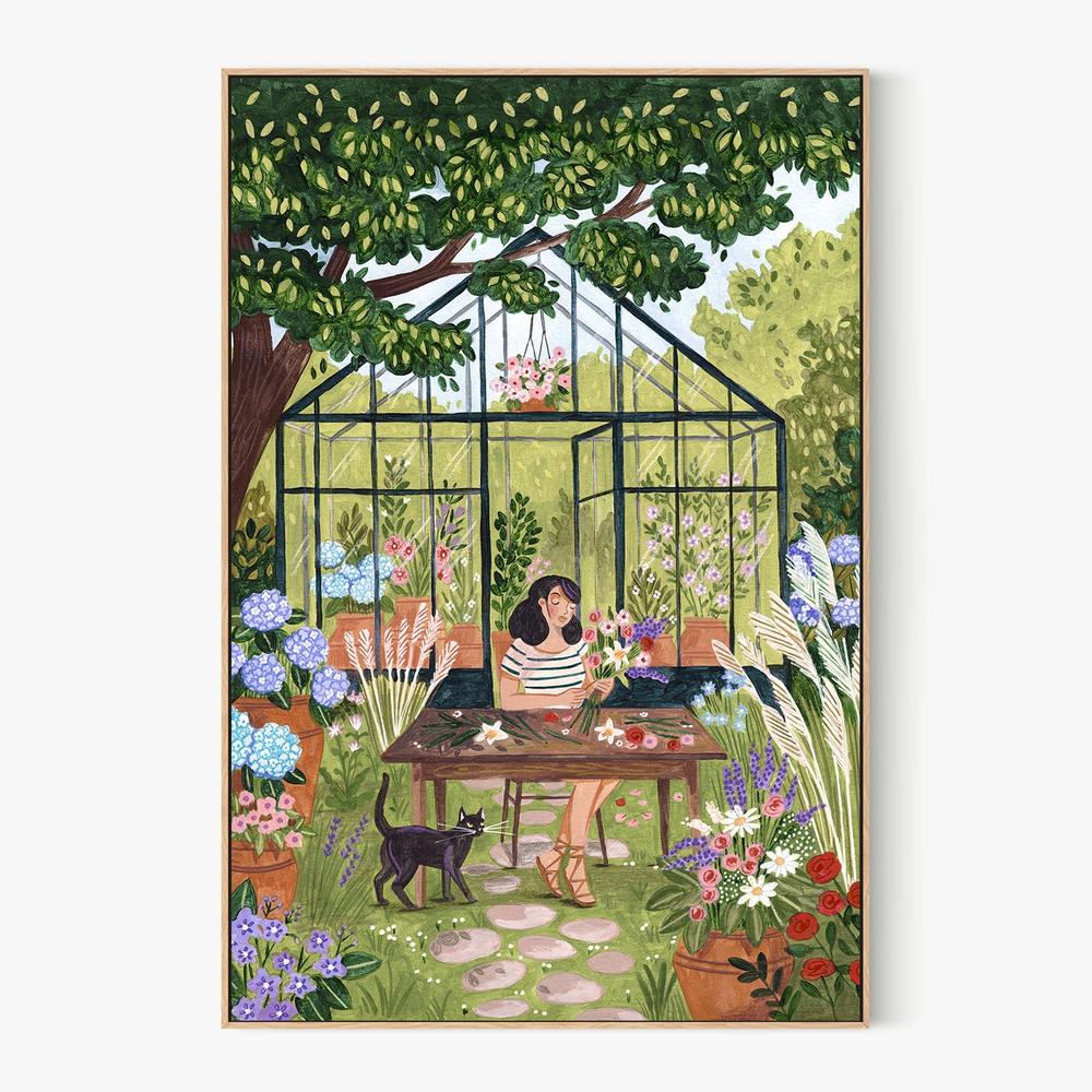 Garden Flower Arranging-by-Caroline Bonne Muller-wall-art-print-canvas-poster-framed-Gioia