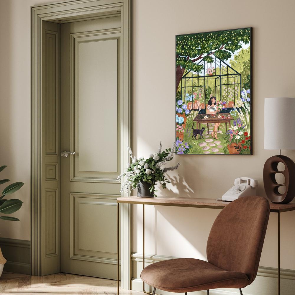 Garden Flower Arranging-by-Caroline Bonne Muller-wall-art-print-canvas-poster-framed-Gioia
