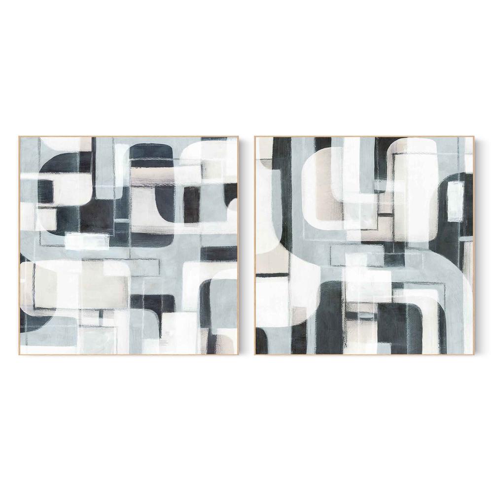 Geometric Balance in Monochrome Harmony, Style A & B, Set Of 2-by-Emma Peal-wall-art-print-canvas-poster-framed-Gioia