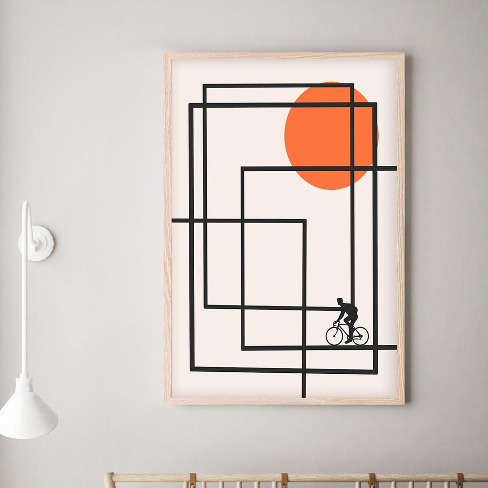 Geometric Bike Ride-by-CATS AND DOTZ-wall-art-print-canvas-poster-framed-Gioia