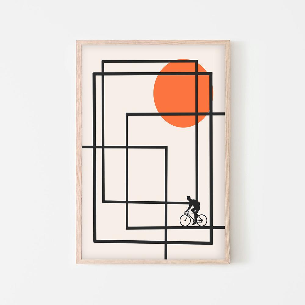 Geometric Bike Ride-by-CATS AND DOTZ-wall-art-print-canvas-poster-framed-Gioia