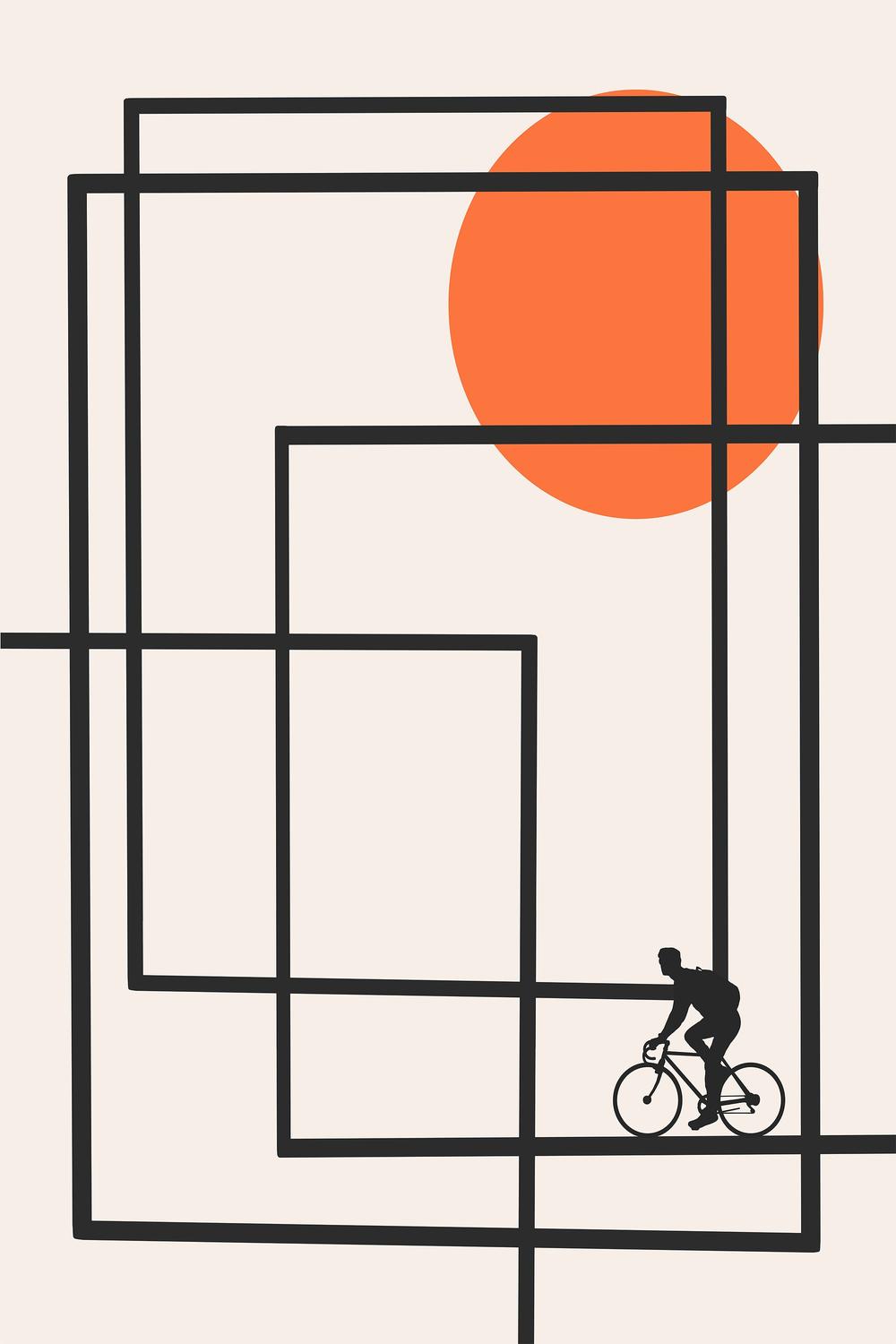 Geometric Bike Ride-by-CATS AND DOTZ-wall-art-print-canvas-poster-framed-Gioia