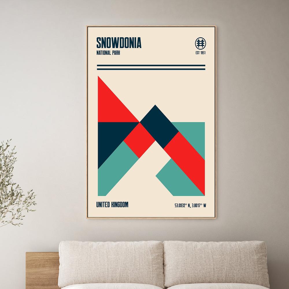 Geometric Snowdonia Peaks-by-Retrodrome-wall-art-print-canvas-poster-framed-Gioia