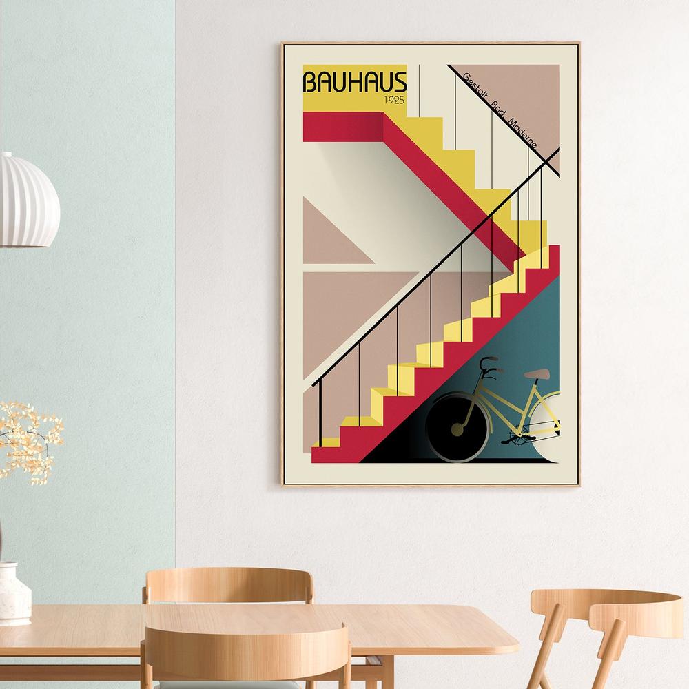 Geometric Stairs Bicycle-by-Fadil Roze-wall-art-print-canvas-poster-framed-Gioia