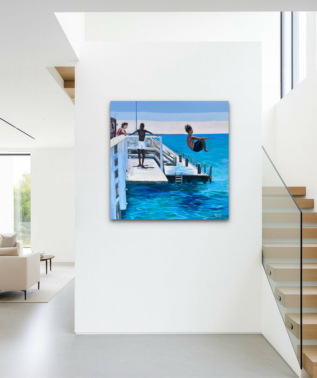 Into the Blue. Original hand-painted artwork by Meredith Howse.