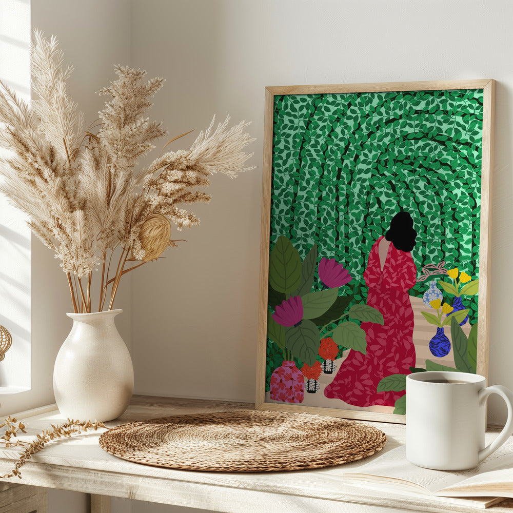 Girl At Her Garden (Copy)-by-Rafaela Mascaro-wall-art-print-canvas-poster-framed-Gioia