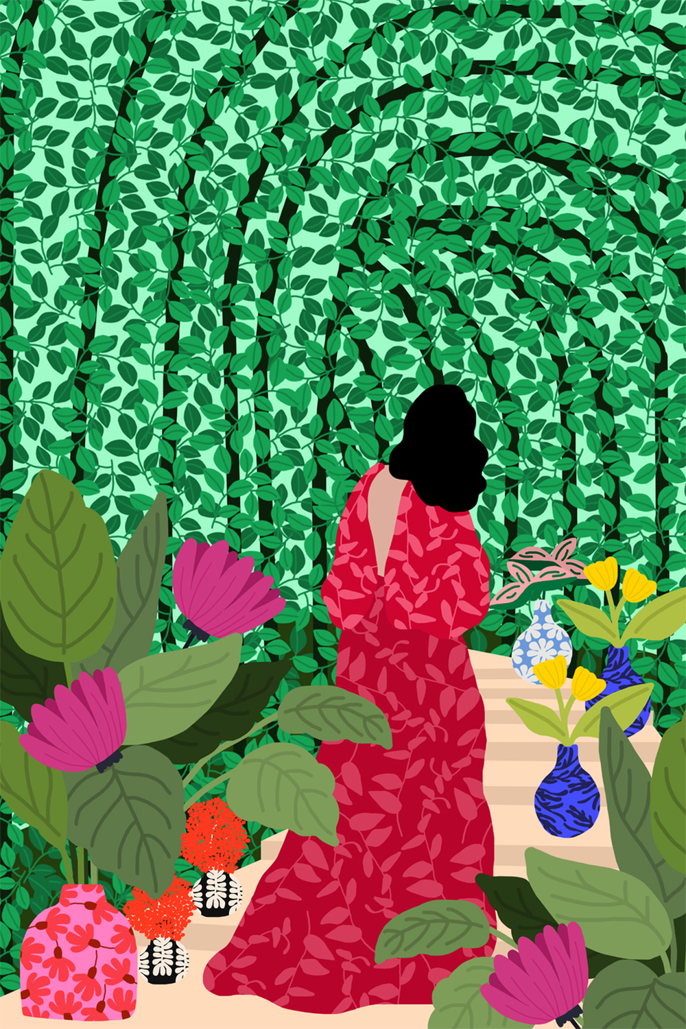 Girl At Her Garden (Copy)-by-Rafaela Mascaro-wall-art-print-canvas-poster-framed-Gioia