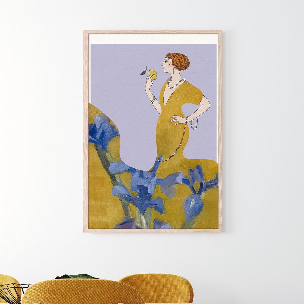 Golden Flapper Amidst Irises-by-Wild Violets-wall-art-print-canvas-poster-framed-Gioia