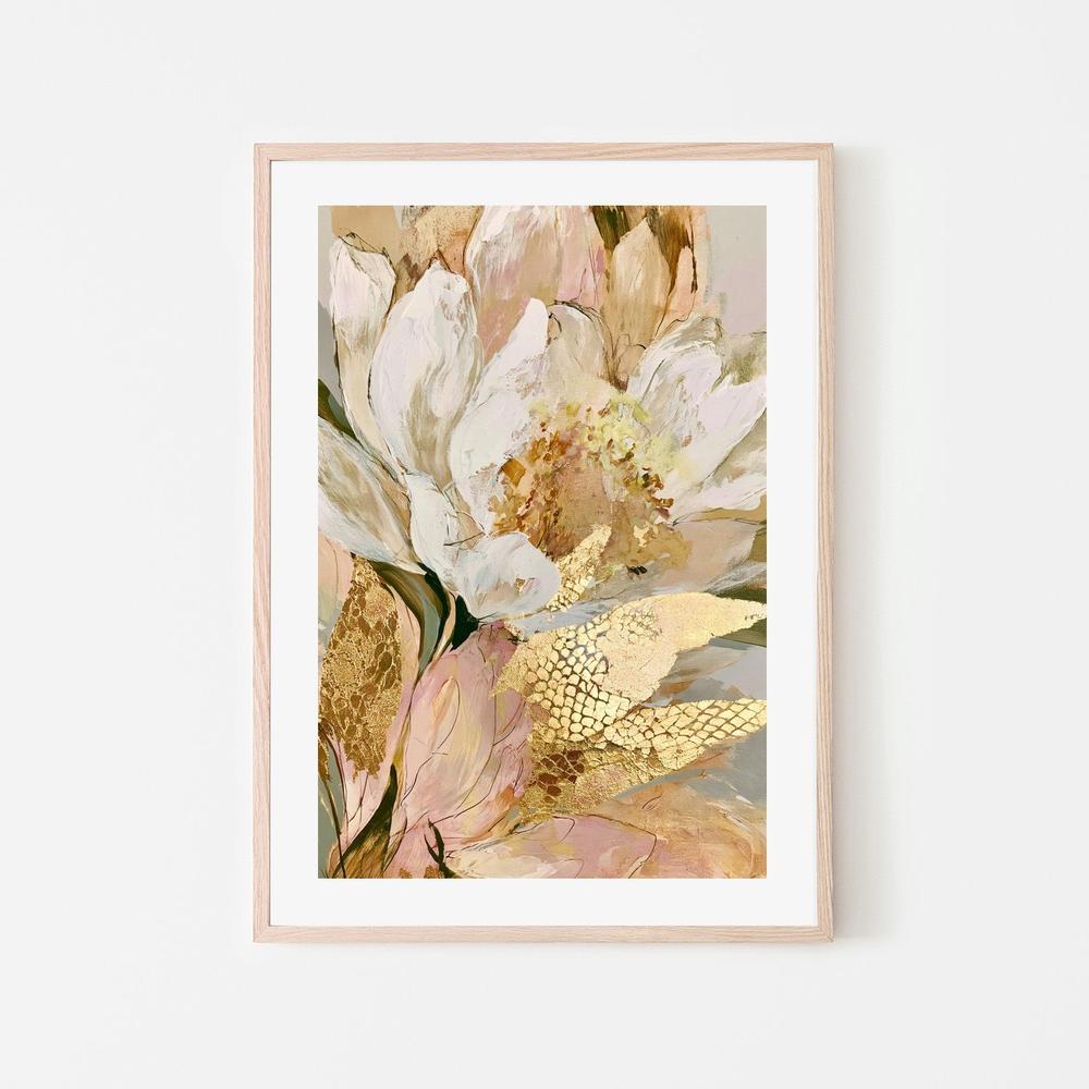 Golden Floral Abstraction-by-Stephanie Jeuffroy-wall-art-print-canvas-poster-framed-Gioia