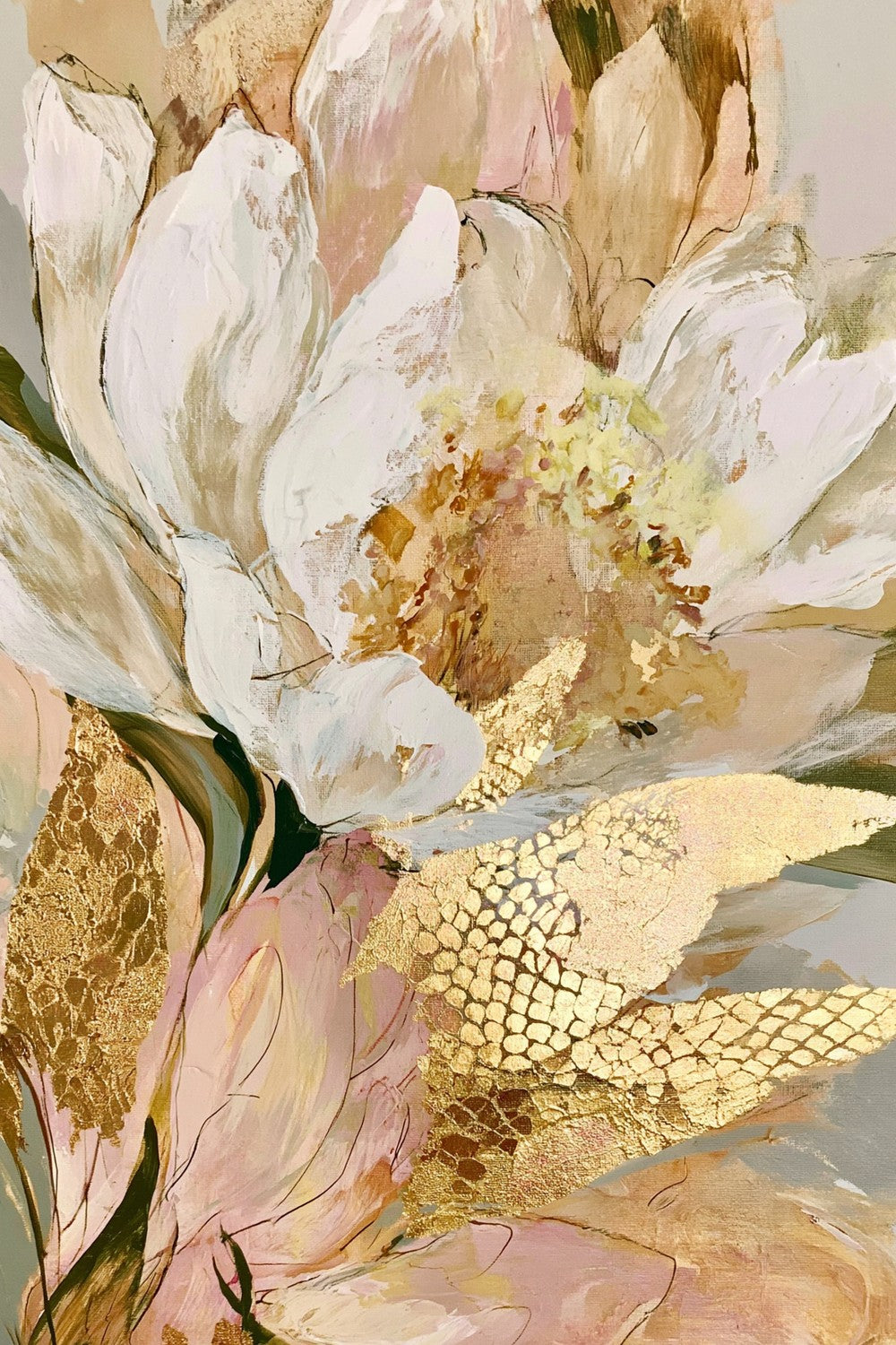 Golden Floral Abstraction-by-Stephanie Jeuffroy-wall-art-print-canvas-poster-framed-Gioia