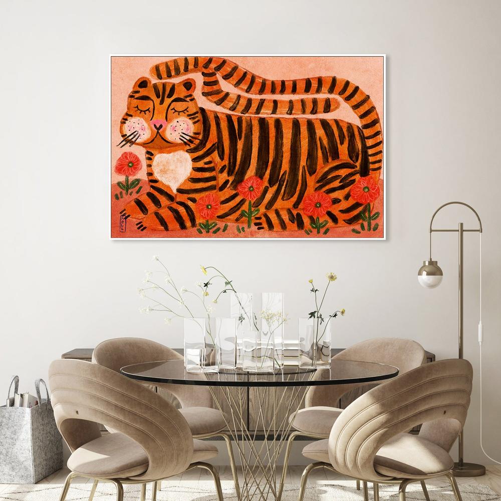 Happy Tiger in Poppies-by-Dirkie Nell-wall-art-print-canvas-poster-framed-Gioia
