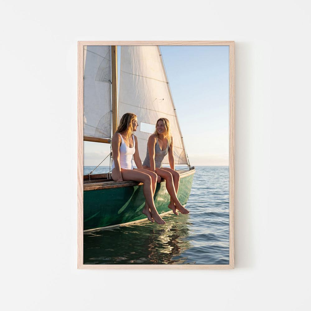 Happy Women on Sailboat-by-Andreas Magnusson-wall-art-print-canvas-poster-framed-Gioia