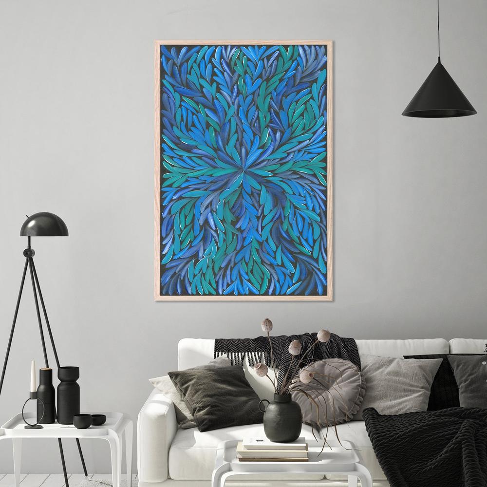 Healing Leaves Blue-by-Emma Rigney-wall-art-print-canvas-poster-framed-Gioia