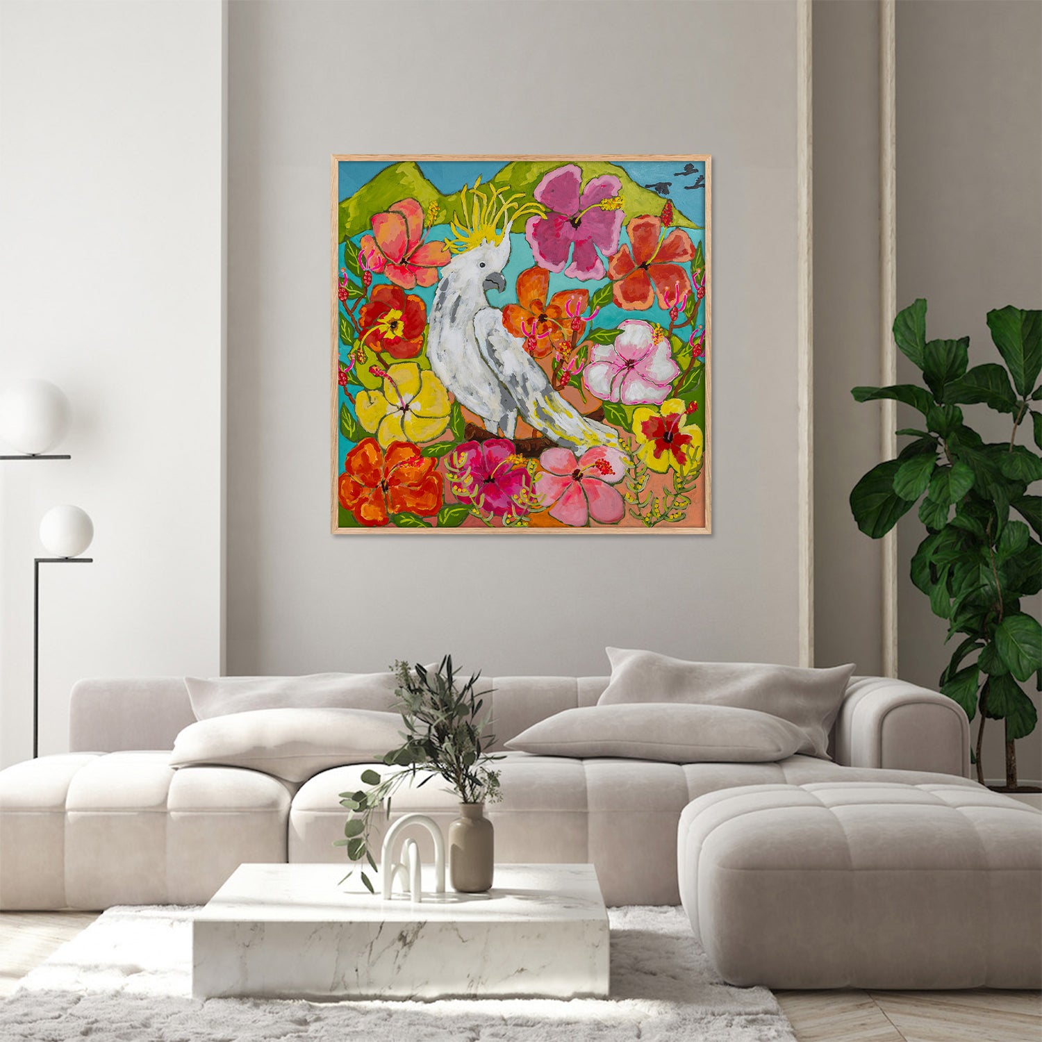 Hibiscus Bird-by-Julia Abbey-wall-art-print-canvas-poster-framed-Gioia