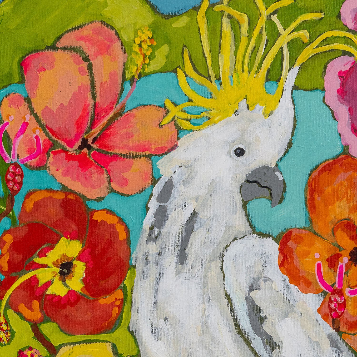 Hibiscus Bird-by-Julia Abbey-wall-art-print-canvas-poster-framed-Gioia
