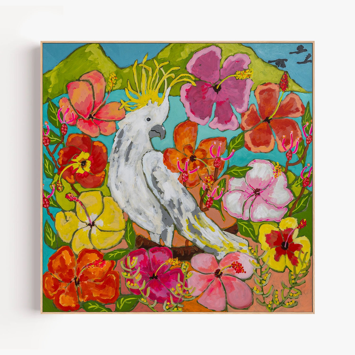 Hibiscus Bird-by-Julia Abbey-wall-art-print-canvas-poster-framed-Gioia