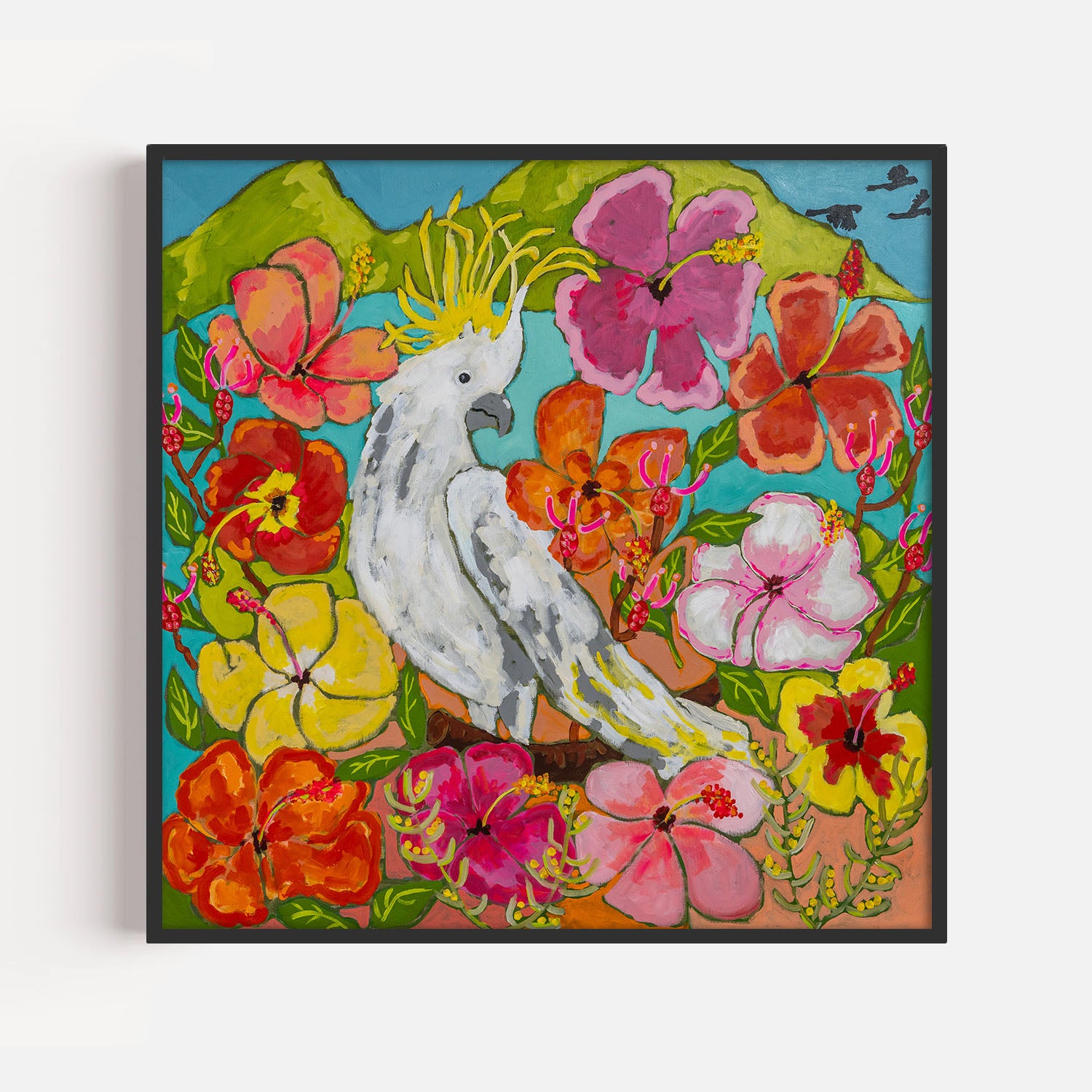 Hibiscus Bird-by-Julia Abbey-wall-art-print-canvas-poster-framed-Gioia