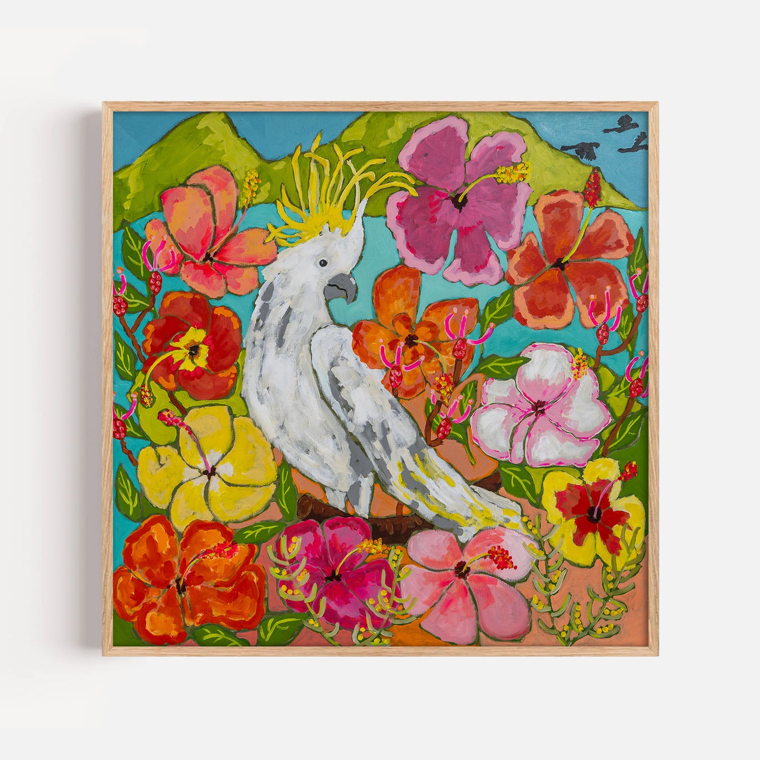 Hibiscus Bird-by-Julia Abbey-wall-art-print-canvas-poster-framed-Gioia