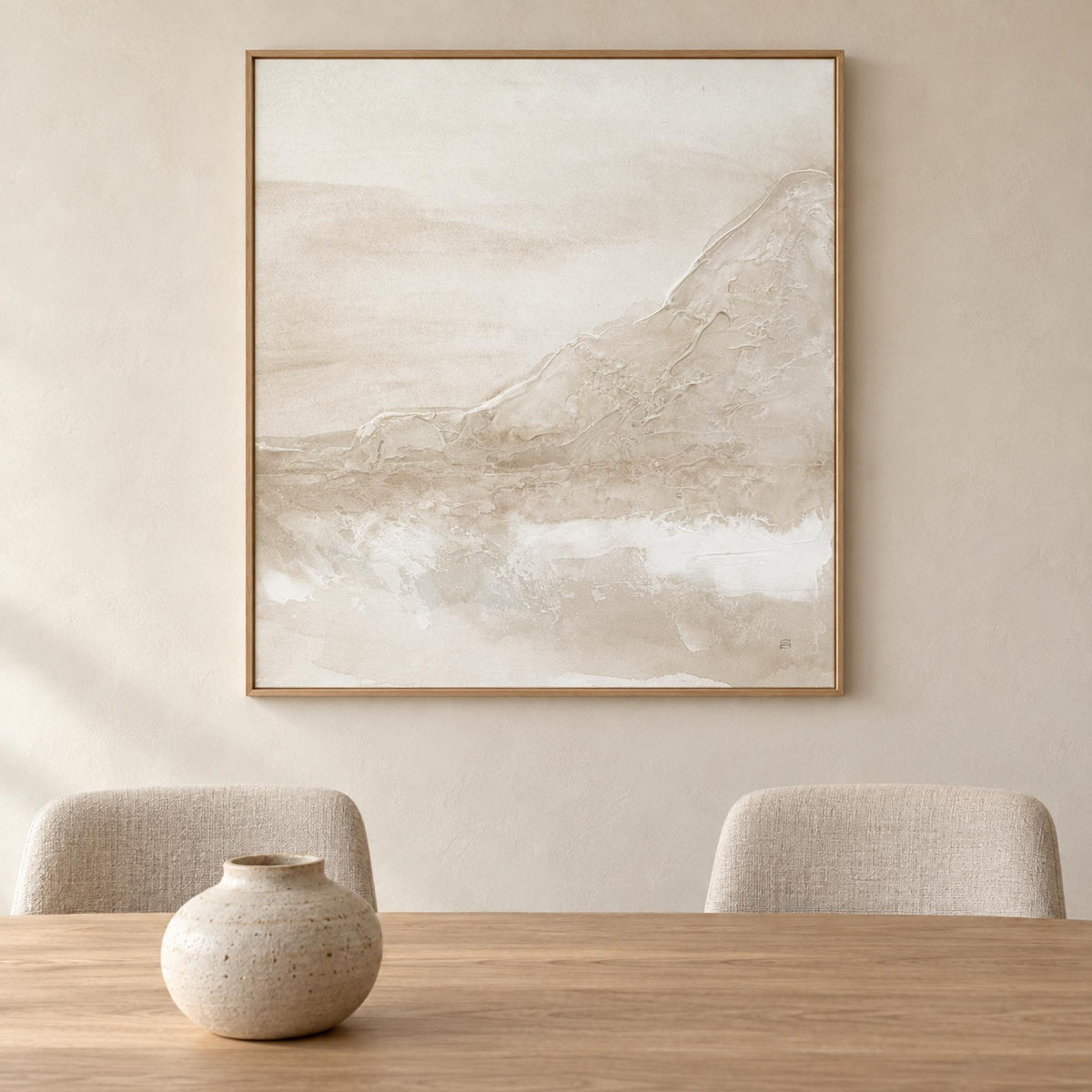 Honeybloom, Style A wall art styled in a serene contemporary dining room