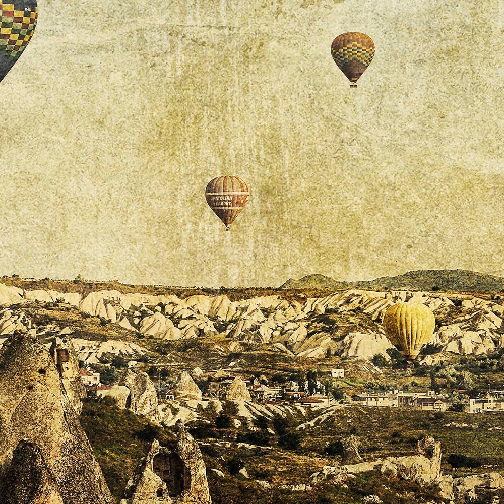 Hot Air Ballons in Cappadocia, Turkey with a Painterly Background (Concrete Skies)-by-Andrew Paranavitana-wall-art-print-canvas-poster-framed-Gioia