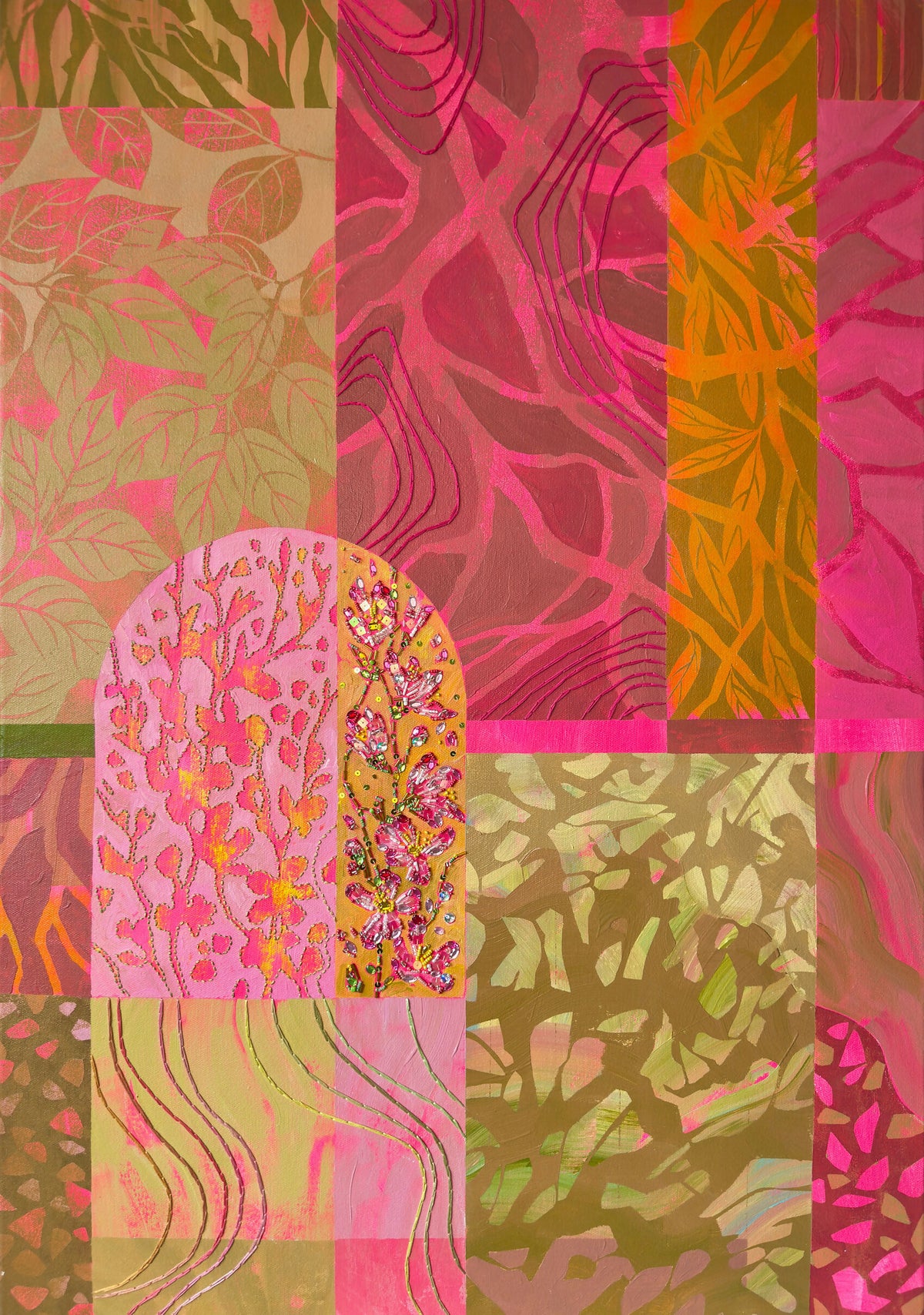 Through the Visible / Visible Through I - Original Artwork with Embroidery