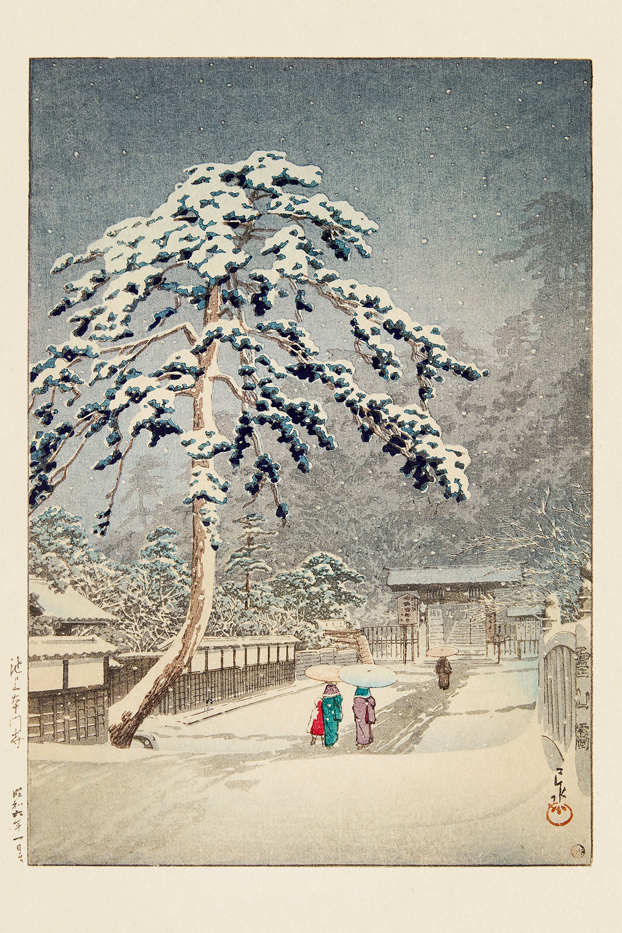Ikegami Honmonji (honmon Temple Ikegami) 1931-by-Kawase Hasui-wall-art-print-canvas-poster-framed-Gioia