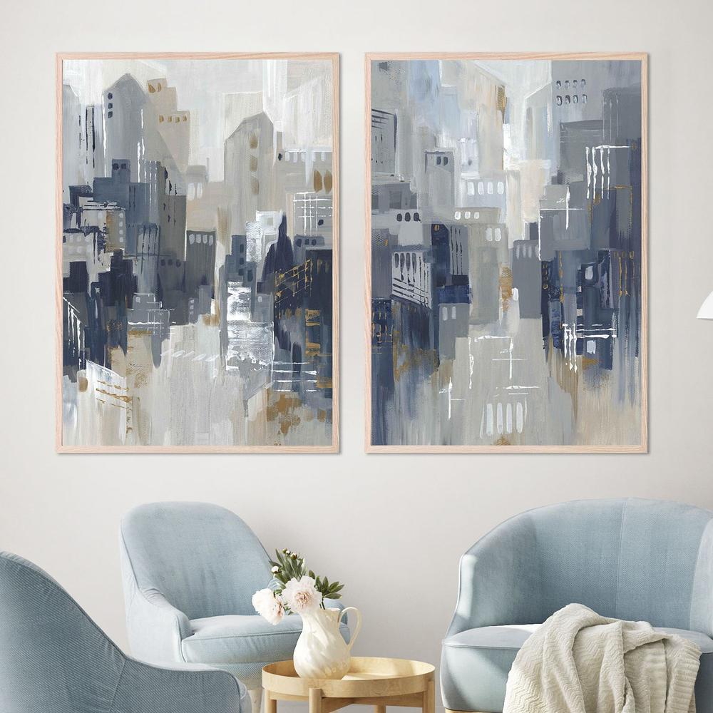 Indigo City, Style A & B, Set Of 2-by-Lera-wall-art-print-canvas-poster-framed-Gioia