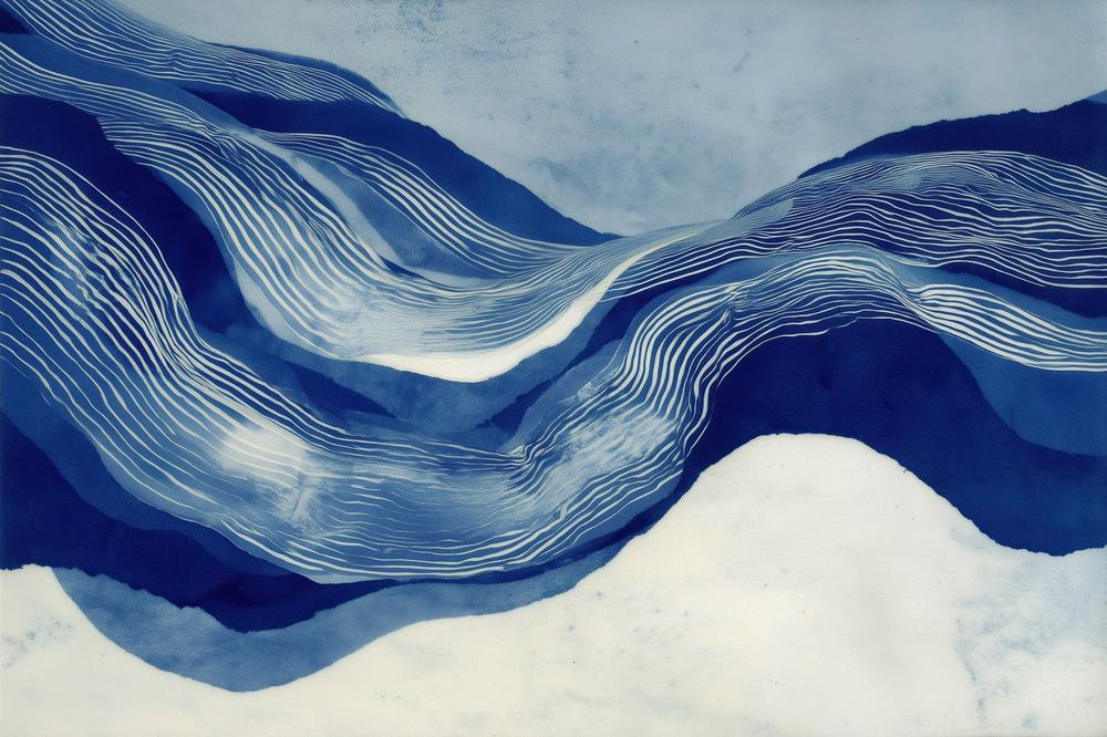 Indigo Contour Line Hills-by-Chromatic Storm Studio-wall-art-print-canvas-poster-framed-Gioia