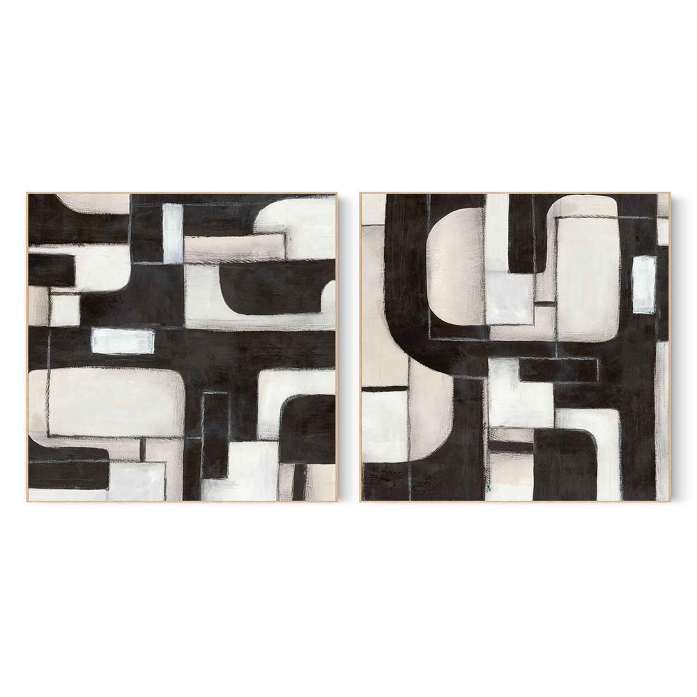 Interwoven Paths in Monochrome, Style A & B, Set Of 2-by-Emma Peal-wall-art-print-canvas-poster-framed-Gioia