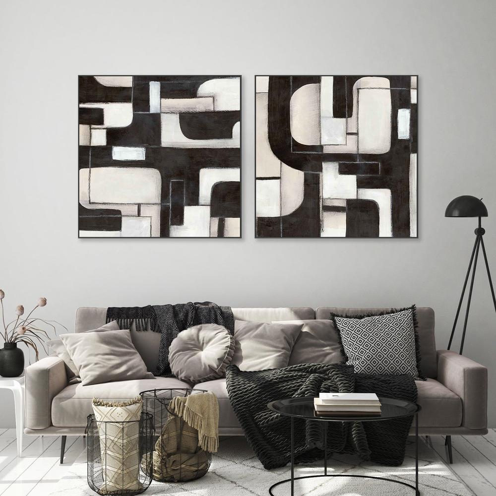 Interwoven Paths in Monochrome, Style A & B, Set Of 2-by-Emma Peal-wall-art-print-canvas-poster-framed-Gioia
