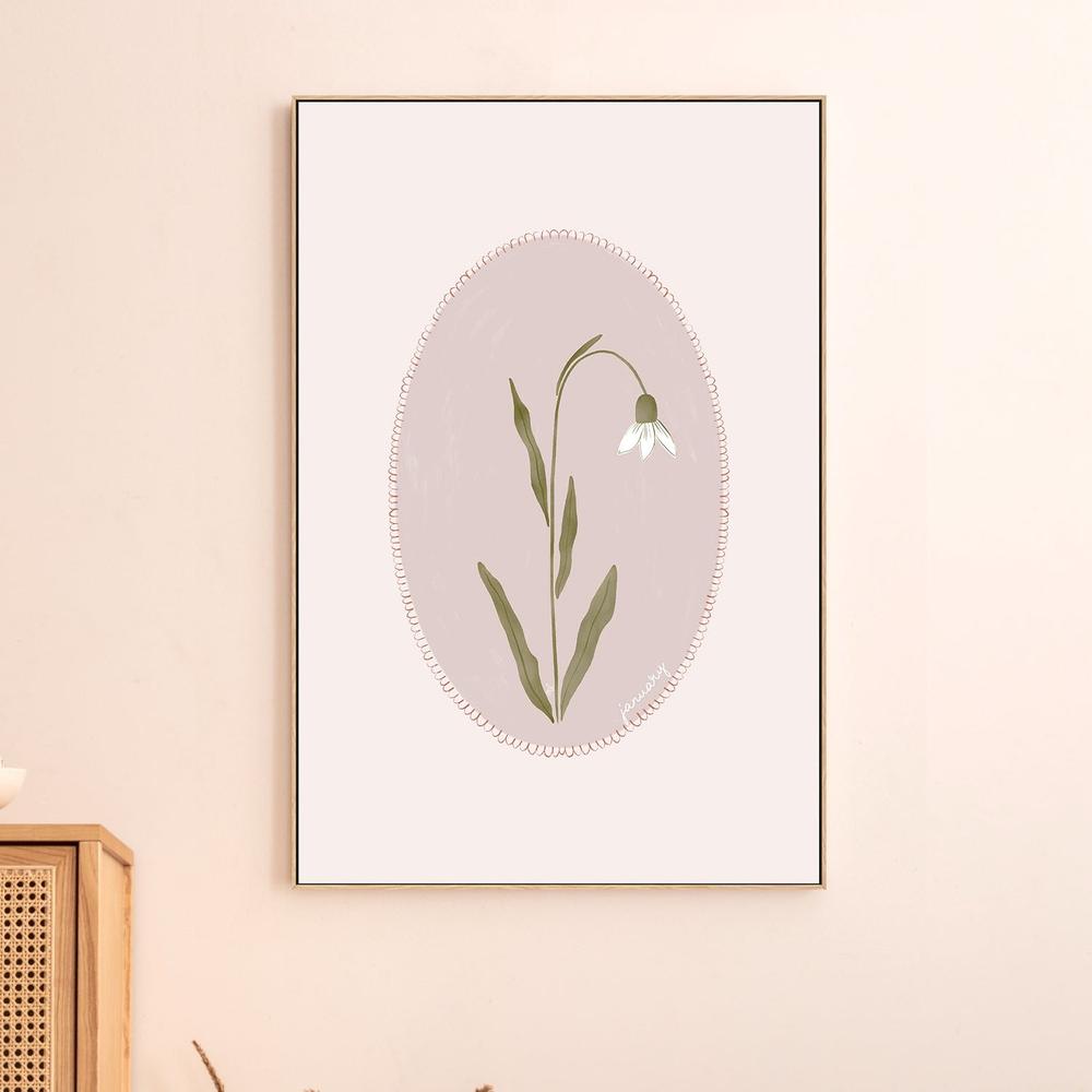 January Snowdrop Bloom-by-Menina Lisboa-wall-art-print-canvas-poster-framed-Gioia