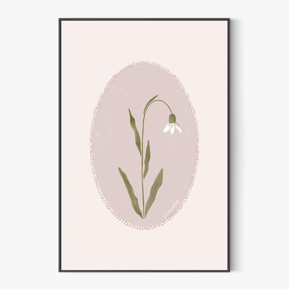 January Snowdrop Bloom-by-Menina Lisboa-wall-art-print-canvas-poster-framed-Gioia