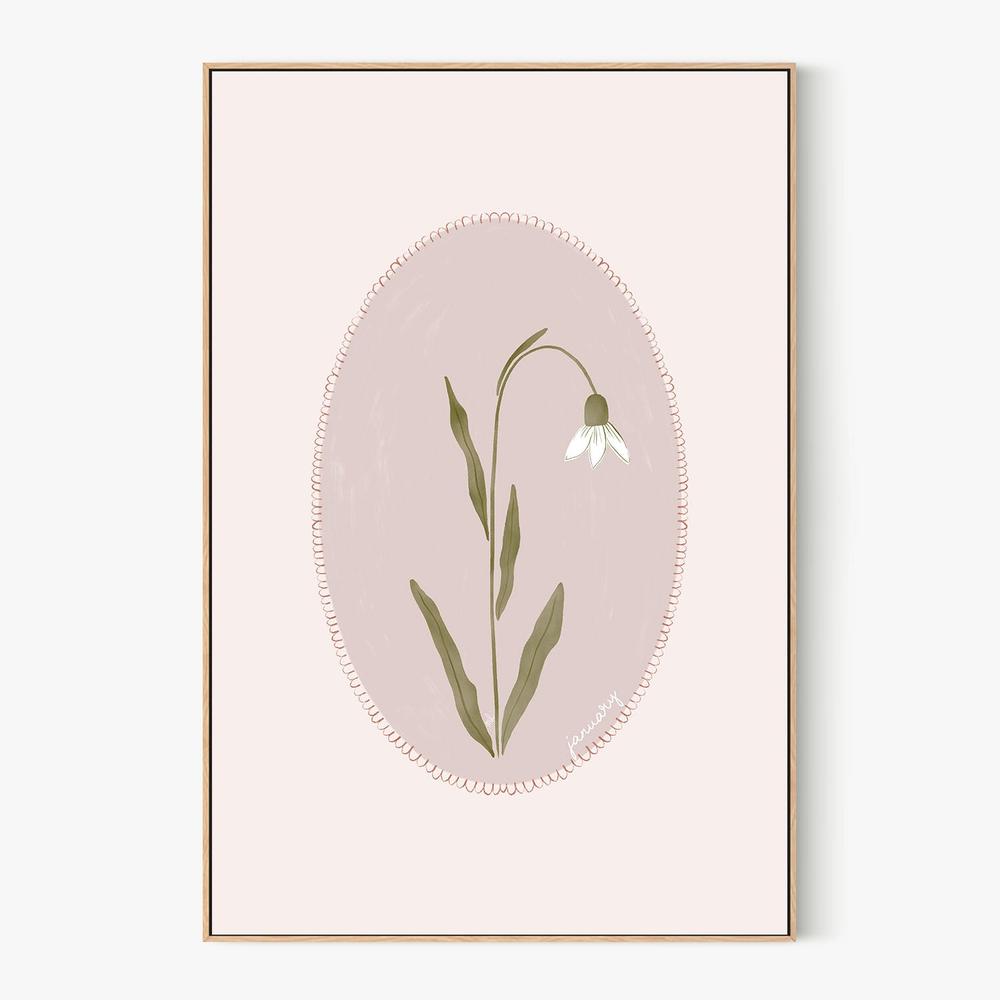 January Snowdrop Bloom-by-Menina Lisboa-wall-art-print-canvas-poster-framed-Gioia
