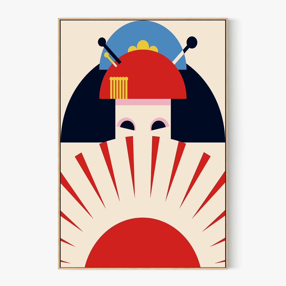 Japanese Geisha Rising Sun-by-Retrodrome-wall-art-print-canvas-poster-framed-Gioia