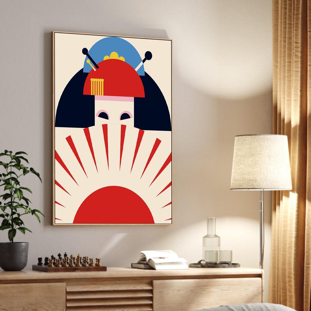 Japanese Geisha Rising Sun-by-Retrodrome-wall-art-print-canvas-poster-framed-Gioia